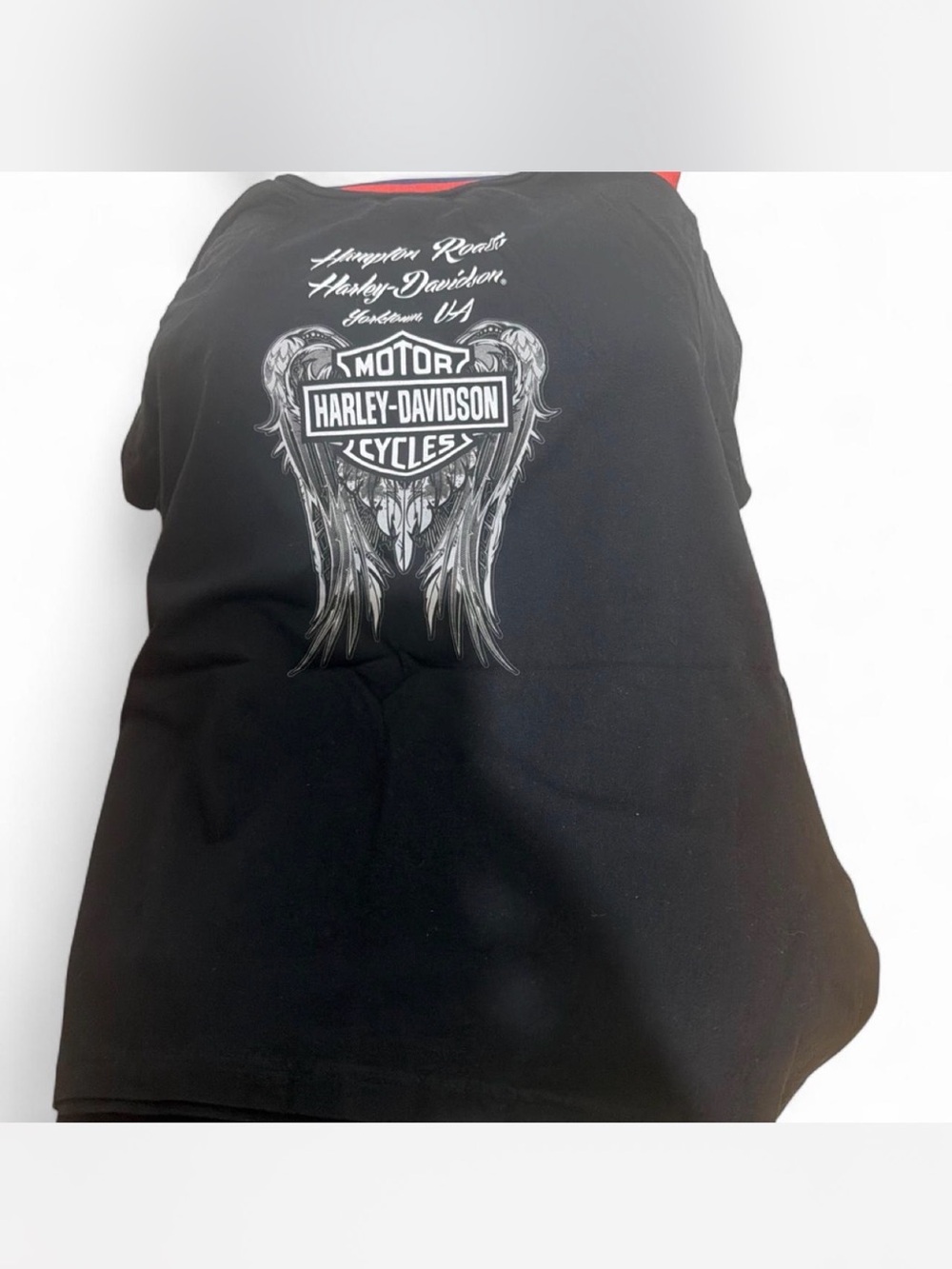 Harley-Davidson Black Tee with Orange and Cream Logo - Picture 2 of 2